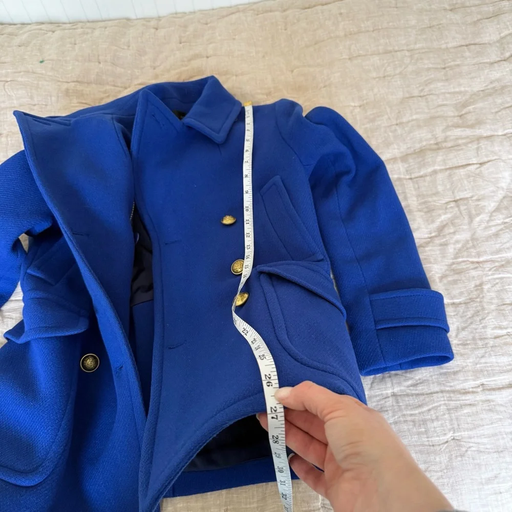 J. Crew Stadium Cloth by Nello Gori Royal Blue Wool Double Breasted Coat Size 2 - Picture 12 of 16